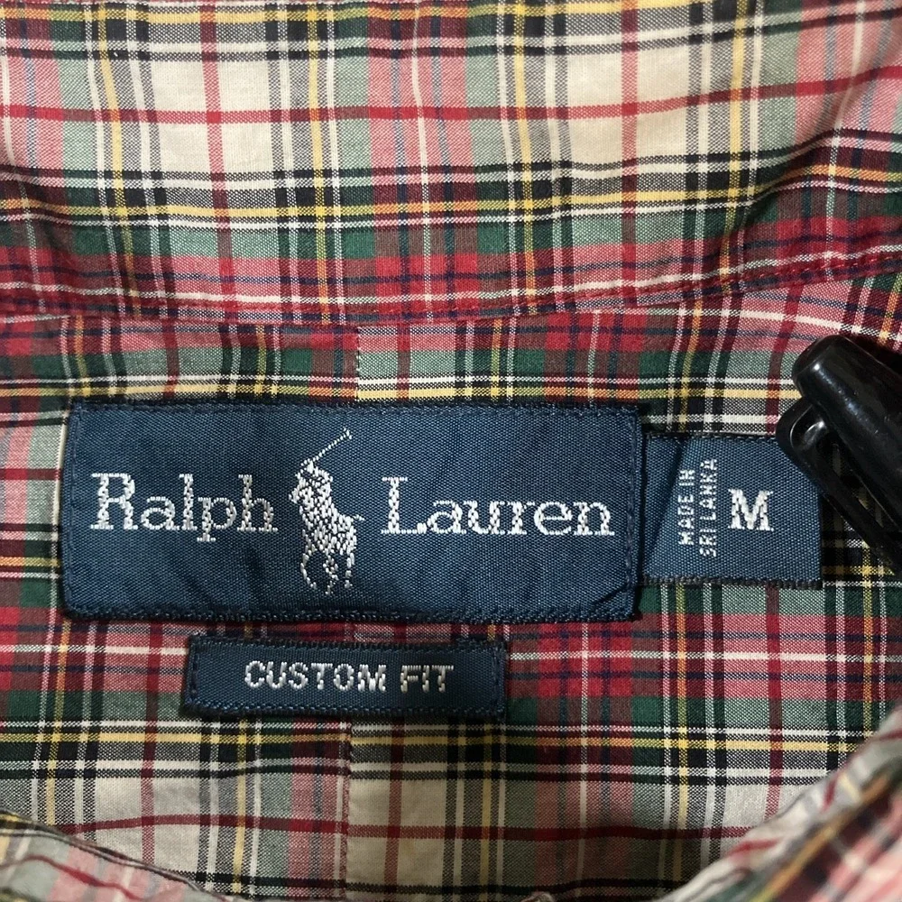 Polo Ralph Lauren Shirt Mens Medium M Custom Fit Plaid Button Down Long‎ Sleeve